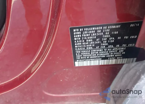 2015 Volkswagen Tiguan S из США, поврежденный, VIN WVGAV7AXXFW032806